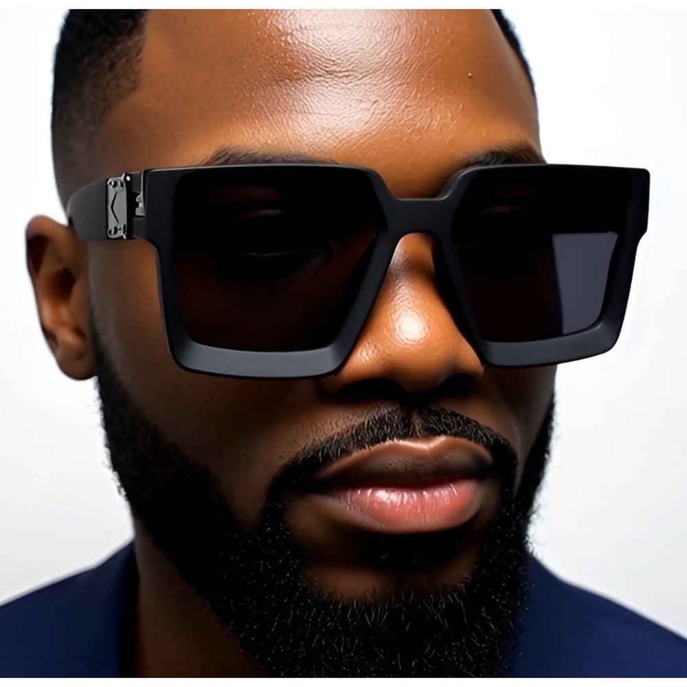 Oversized Square Black Sunglasses Men’s Bold Fashion Shades Thick Angular Gafas