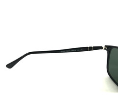 Persol Sunglasses 3059-S 95/31 Polished Black Rectangle Frames with Green Lenses