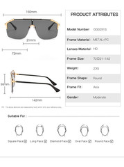 Irregular Frameless Mirrored One-piece Oversized Shades Sunglasses Men Shades