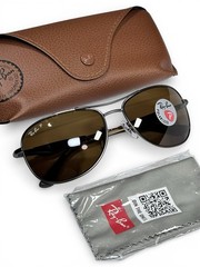 Ray Ban RB3519 029/83 Matte Gunmetal Polarized Brown Sunglasses 59-15mm