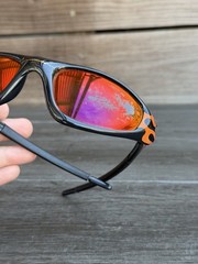 Oakley Straight Jacket Black Orange Flames Gold Iridium Lenses Need Replaced