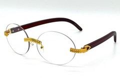 Slim Oval Round Rimless Wood Luxury Sunglasses HIP HOP Buffs Shades Rapper New