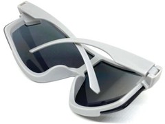 OVERSIZED EXAGGERATED Modern Retro Wrap Shield SUN GLASSES Large Big Gray Frame