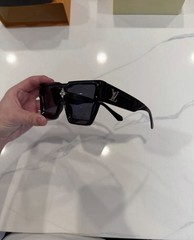 Louis Vuitton Men’s Full Rim Rectangle Sunglasses Black Plastic Gray Tinted