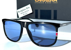 NEW CARRERA Shiny Black Frame Blue Lens Sunglass 218/S D51KU