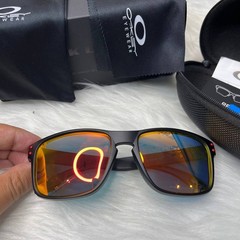 Oakley Holbrook Sunglasses Matte Black Frame Fire Red Polarized Lens UV New