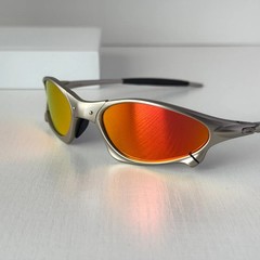 Oakley Penny X-Metal Sunglasses Silver Frame Ruby Lens Vintage Rare