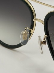 Gucci GG0062S 003 Aviator Sunglasses in Green/Red Grey Lenses