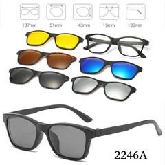 Magnetic Clip Sunglasses Square Polarized UV400 Unisex Optical Set 6 In 1 Glass