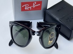NEW Ray-Ban RB4105 Folding WAYFARER 601 Black Frame G-15 Green Lenses 50mm