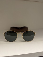 Ray-Ban Unisex Icons Round Sunglasses, Gold/Green Solid – 53mm