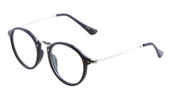 Vintage Inspired Metal Bridge and Temple Clear Lens Round Oval Eye Glasses