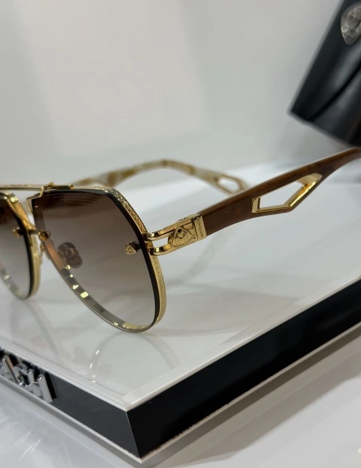 Maybach King Luxury Aviator Sunglasses Gold Frame Brown Gradient Lenses Unisex