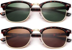Retro Vintage Polarized Sunglasses Mens UV400 Half Metal Frame ClubSunglassesUSA