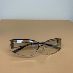 Vintage y2k 2000s classy clear chrome trim sunglasses. Chrome trim clear lenses