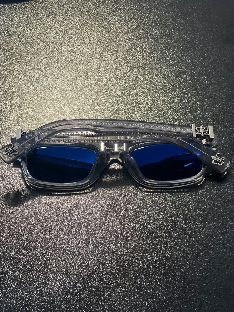 Chrome Hearts Celibussy “SEE YOU IN TEA” Slate Clear Blue Tint Silver Authentic