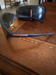 Prada Linea Rossa SPS10U DG0-9Q1 Shield Sunglasses Black Sport Active Italy