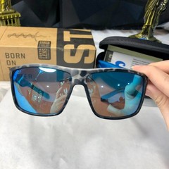 NEW Costa Del Mar Fantail Black White Blue Mirror 580P Polarized Sunglasses