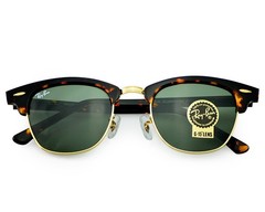 Ray-Ban Sunglasses RB3016 Clubmaster Classic Tortoise Frame Green Lenses 49mm