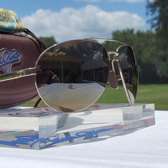 Maui Jim “PILOT” 210-16 RARE Gloss Gold STAINLESS STEEL Wrap Frame/Bronze Lenses