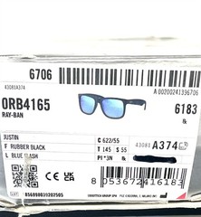 Ray-Ban Justin RB 4165 Sunglasses Matte Black Flash Blue 54mm Scratch No Case