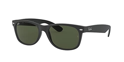 RAY-BAN RAY-BAN RB2132 NEW WAYFARER 6462/31 RUBBER BLACK ON BLACK/G-15 GREEN