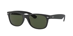 RAY-BAN RAY-BAN RB2132 NEW WAYFARER 6462/31 RUBBER BLACK ON BLACK/G-15 GREEN