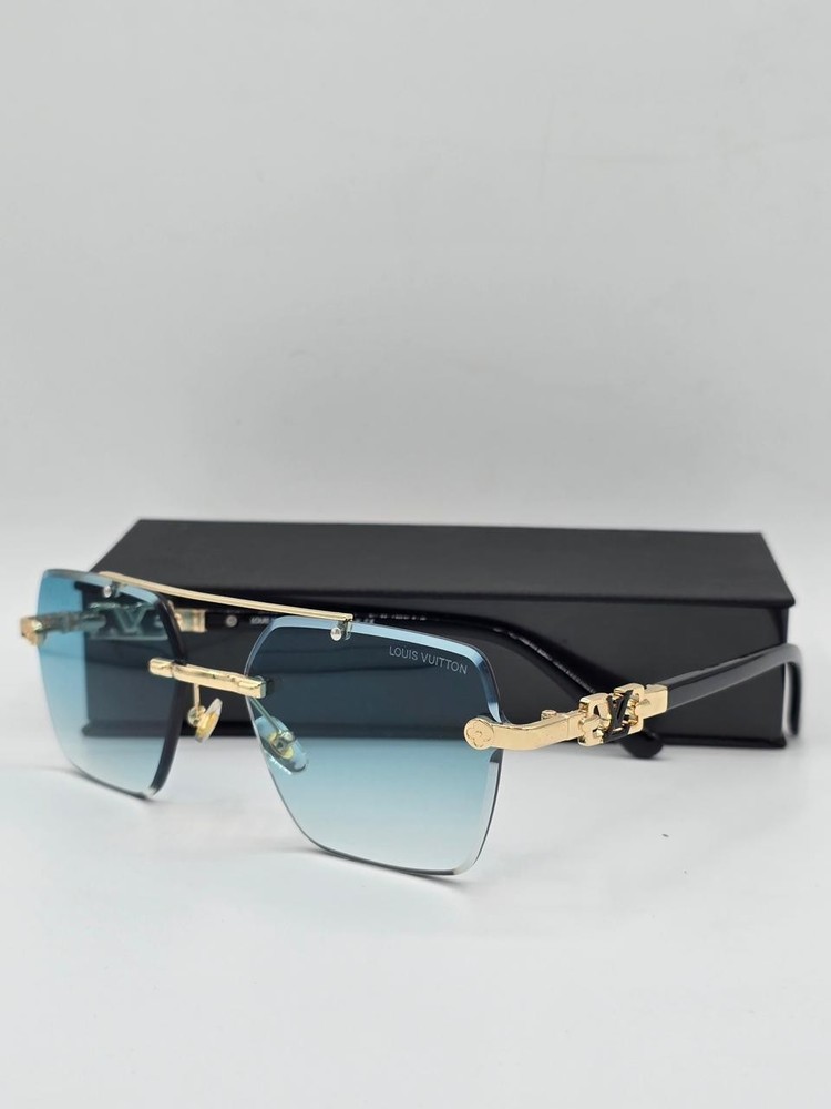 LV Louis Vuitton Sunglasses Blue Lens Gold Frame Men’s Birthday Fashion Gifts