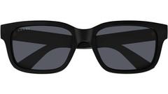 Gucci GG1583S Rectangular Sunglasses Black Acetate Grey Lens Logo Men