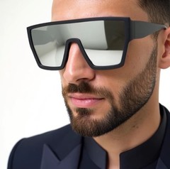 RETRO SHADES DESIGNER RECTANGULAR STYLE LARGE MODERN BLUE MIRROR LENS LUXURY