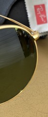 Ray‑Ban RB3447 Round Metal Sunglasses Gold Frame Size 50‑21 — Green Lenses