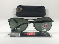 Ray-Ban Polarized Pilot Sunglasses RB3519 006/9A Aviator Matte Black Frame Green