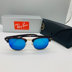 New! Ray-Ban RB3016 Sunglasses Dark Blue Lens, Tortoise Frame Clubmasters