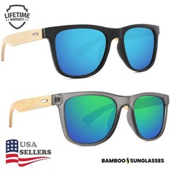 Bamboo Sunglasses Wooden Retro Vintage Mirror Fishing Polarized Glasses New USA
