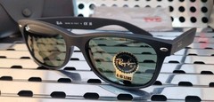 New Ray Ban RB2132 622 New Wayfarer Sunglasses Rubber Blk-Blk /55mm G15 Green