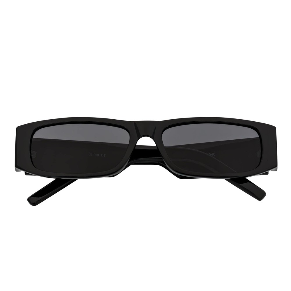 MONTERREY – Thick Frame 90s Style Small Rectangle Sunglasses Black Smoke