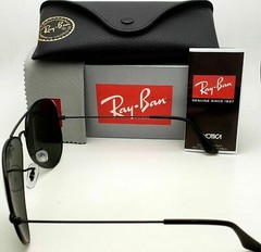 Polarized RAY-BAN Sunglasses RB 3025 Large Metal 002/58 62-14 Black Frames+Green
