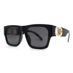SQUARE GOLD LION HEAD MEDALLION SUNGLASSES CLASSIC CASUAL RETRO DESIGNER SHADES