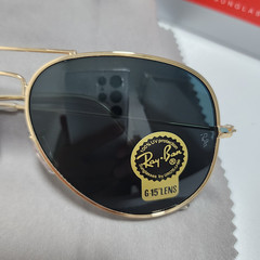 Ray-Ban RB3025 Aviator Pilot Sunglasses Gold Frame Glass Gradient Blue Lens 58mm