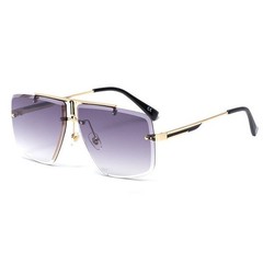 Sunglasses Men’s Gold Frame Rimless Square Gradient Black Lens Street Wear Trend