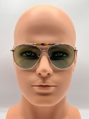 Vintage Silver Aviator Sunglasses Metal Frame Green Lenses Classic Retro Style
