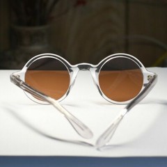 Vintage Acetate John Lennon round sunglasses crystal frame brown polarized lens