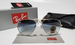 New Ray-Ban RB3025 Aviator Pilot Sunglasses Gold Frame Gradient Blue Lens 58mm