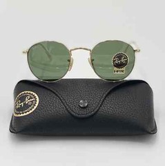 New Ray-Ban Round Metal Polish Gold RB3447 001 50-21 with Green G-15 lens