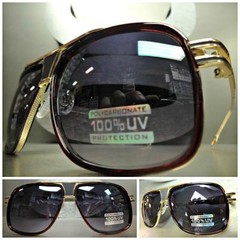 Men’s or Women CLASSIC VINTAGE 70’s RETRO Style SUN GLASSES Gold & Black Frame