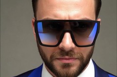 RETRO SHADES DESIGNER RECTANGULAR STYLE LARGE MODERN BLUE MIRROR LENS LUXURY