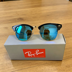 Ray-Ban RB3016 Sunglasses Clubmaster Classic Black Frame Blue Lens 51 mm
