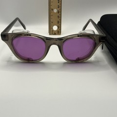 Z87.1 Square Gray Frame Purple Lens Sunglasses with Side Shields 147mm