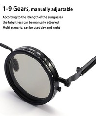 Adjustable Tint Sunglasses, 1-9 Gears Rounded Polarized Glasses with ND Filter