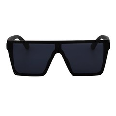 LAZER – Modern Flat Top Rimless Rectangle Sunglasses Soft Matte Black Dark Smoke